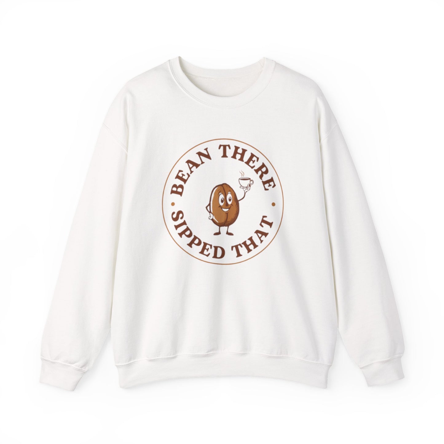 “Bean There, Sipped That” — Cute Coffee Lover Crewneck Sweatshirt