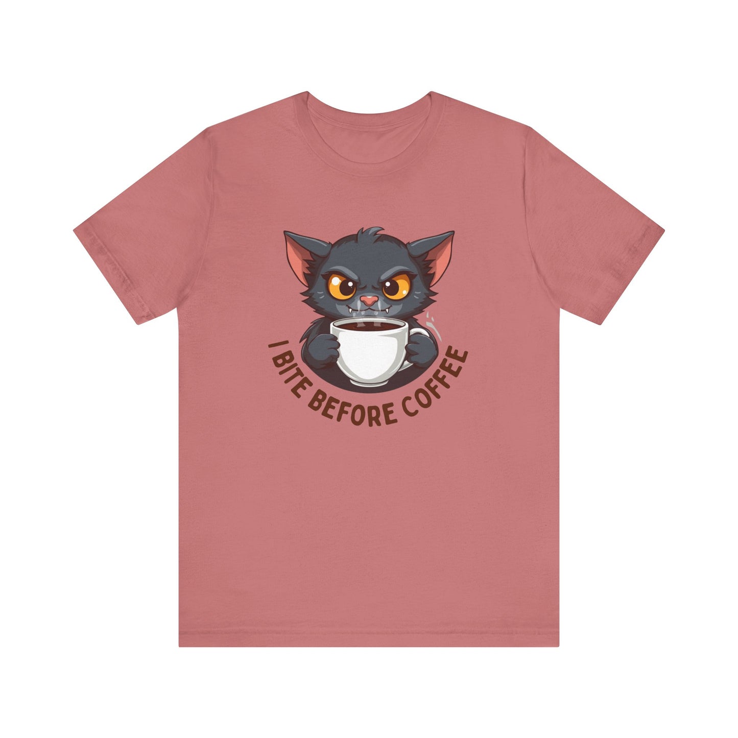 Grumpy Kitty “I Bite Before Coffee” Graphic T-Shirt