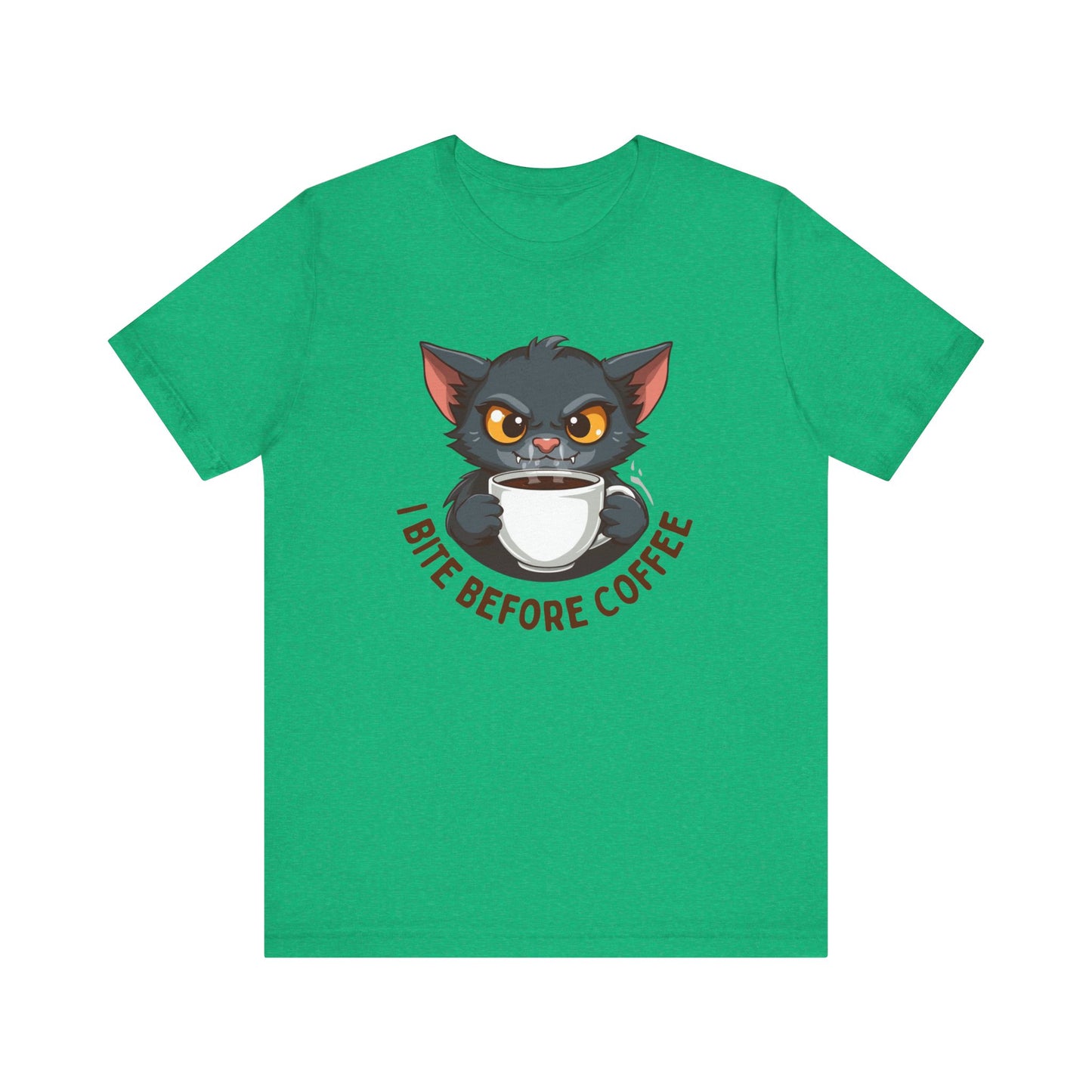 Grumpy Kitty “I Bite Before Coffee” Graphic T-Shirt
