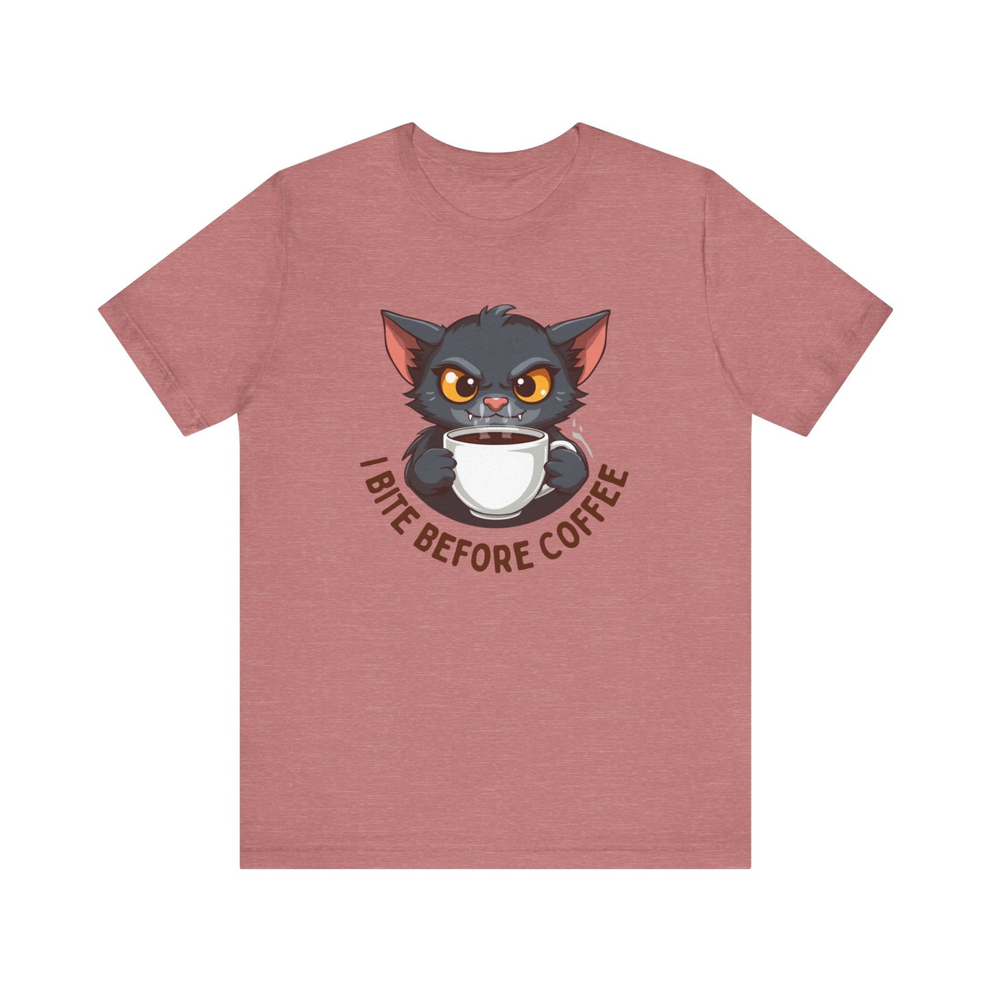 Grumpy Kitty “I Bite Before Coffee” Graphic T-Shirt